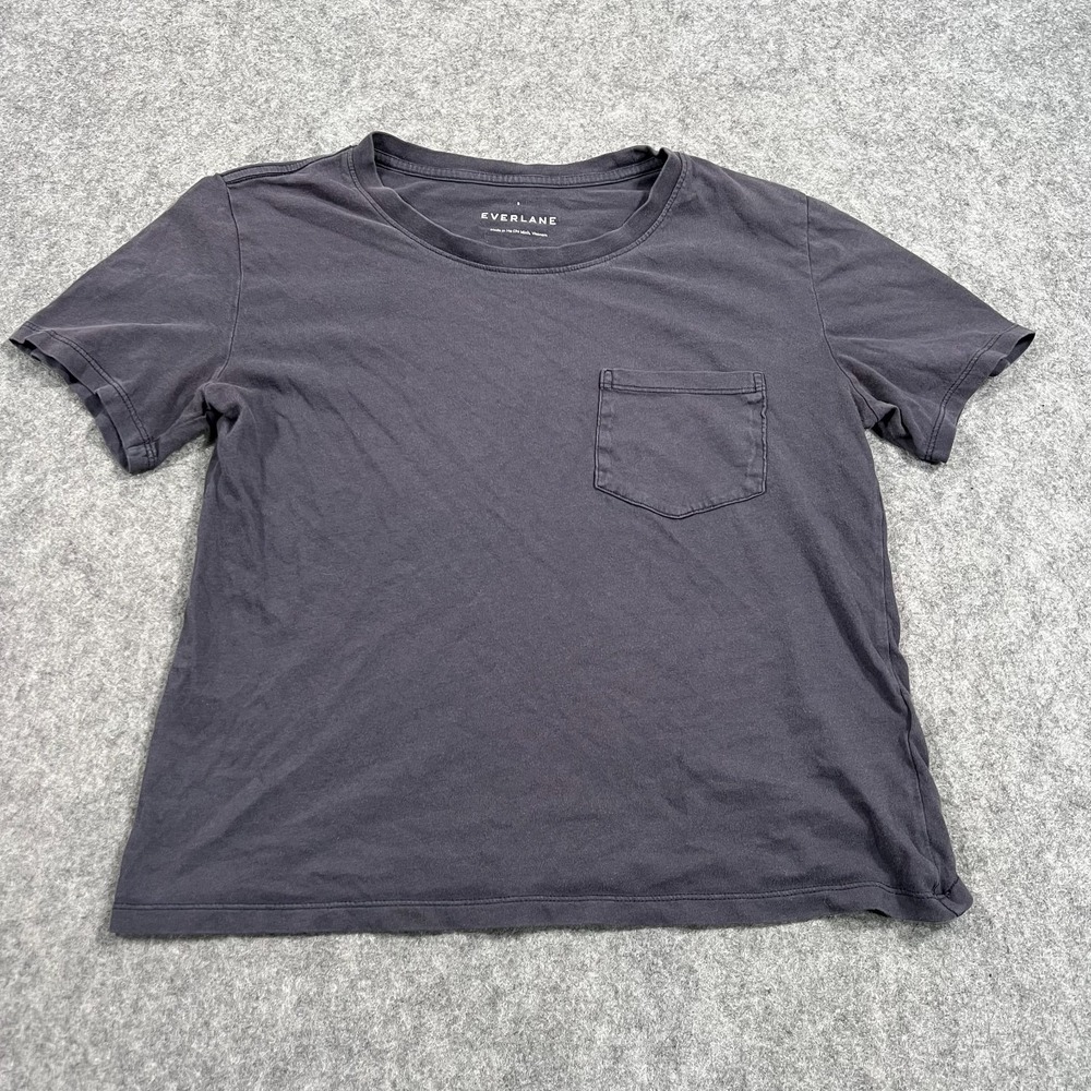 Everlane Black Essential Cotton The Box-Cut Pocket Tee Women's Size Small